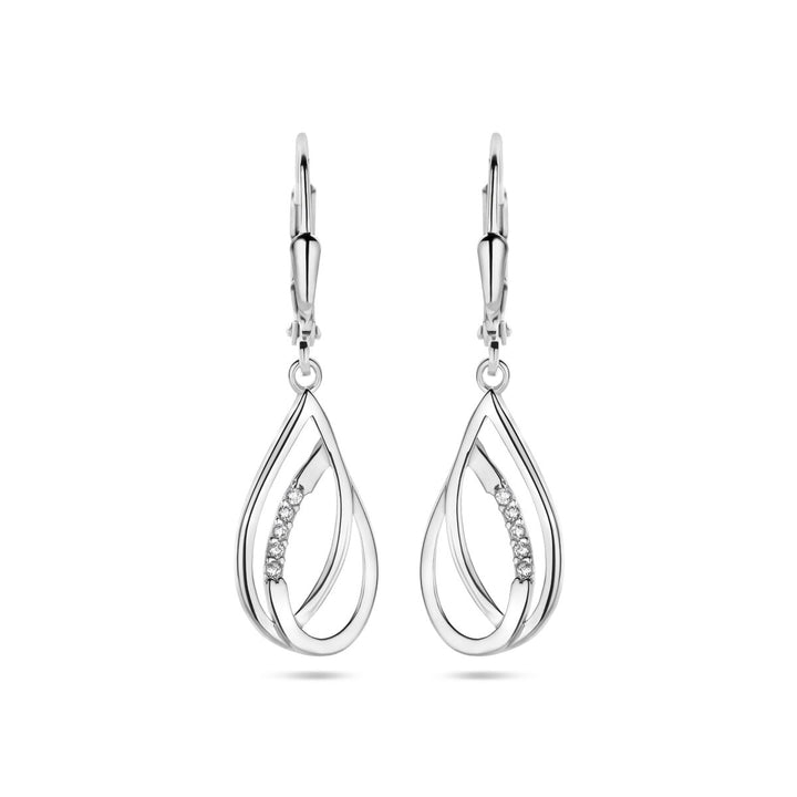 Oorhangers druppel zirkonia brisur haak 34 mm zilver gerhodineerd
