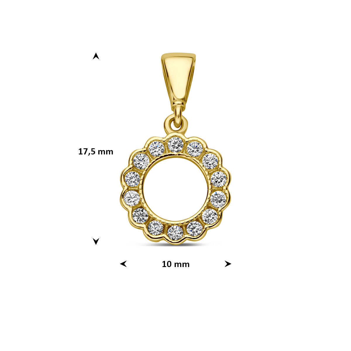 9 Karat Gelbgoldkette mit Zirkonia-Anhänger rund