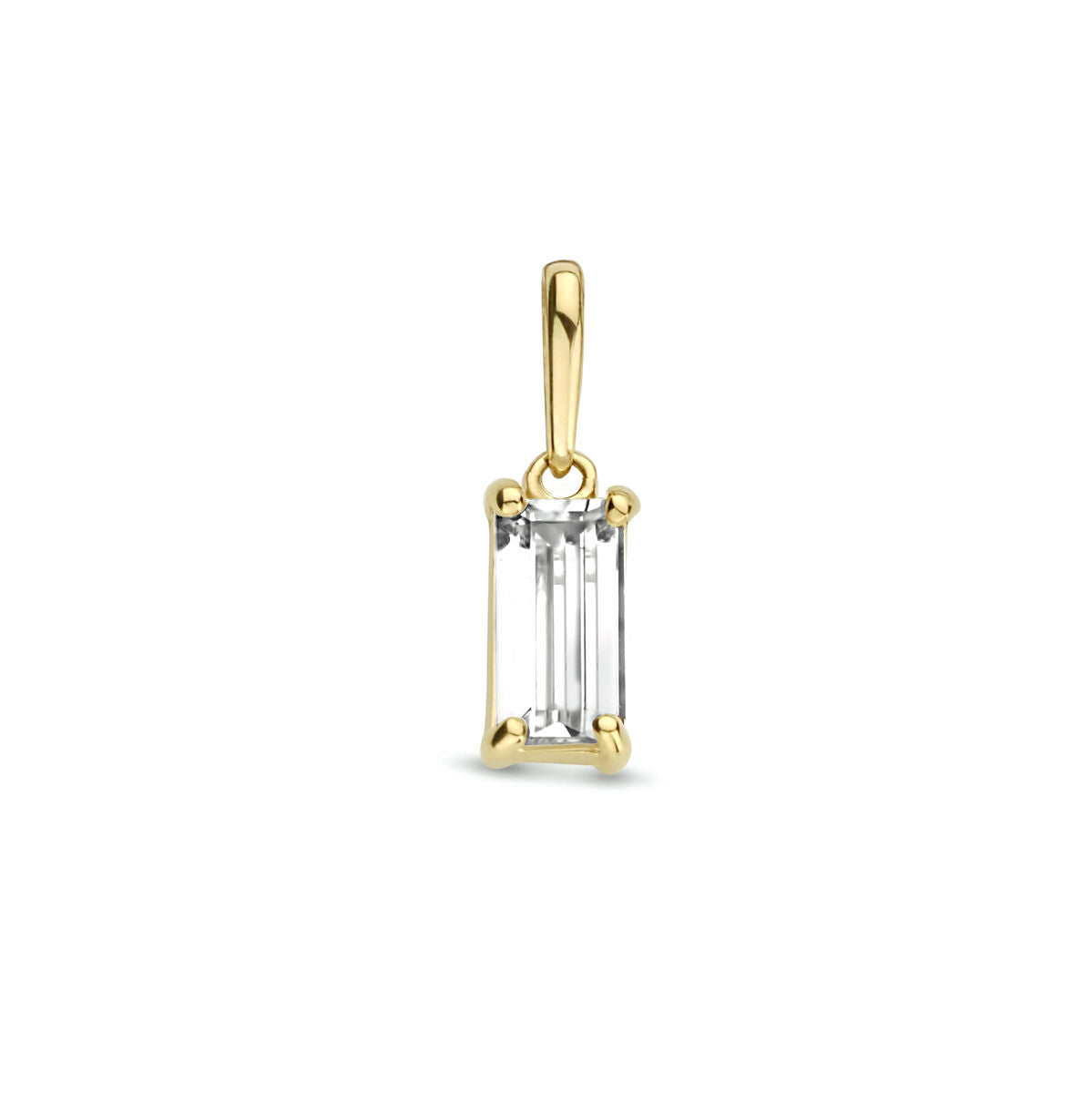 Hänger aus 14K Gelbgold mit rechteckigem Zirkonia in klarer Farbe
