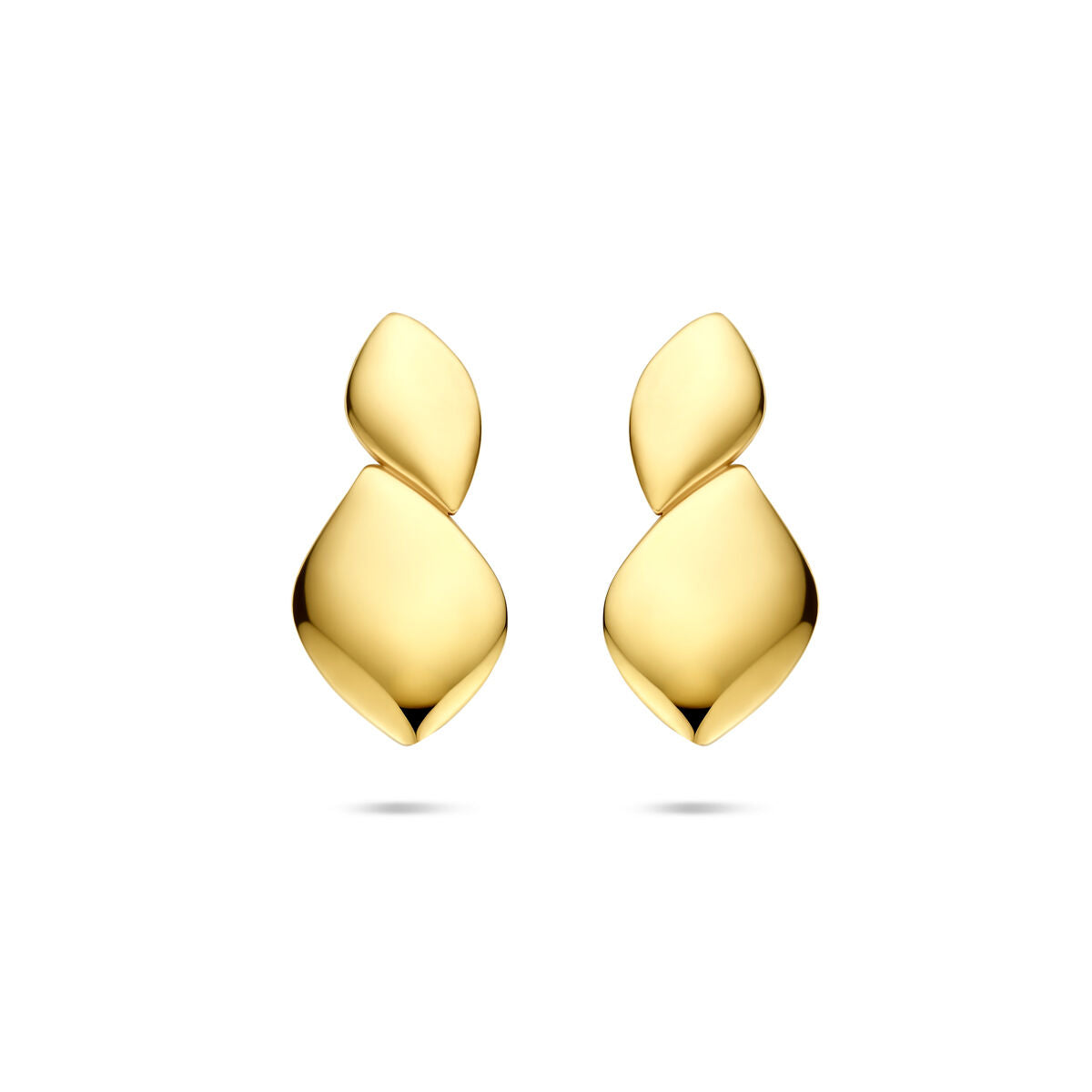 Langweilige goldene Ohrstecker im länglichen Design mit glatter Oberfläche