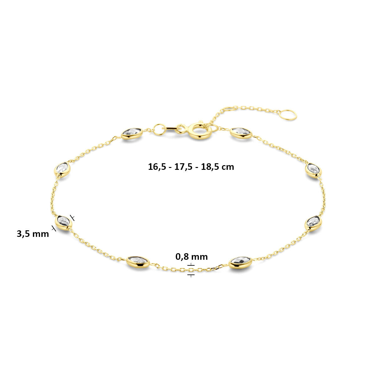 Gelbgoldfarbenes Armband mit Zirkonia – 9 Karat