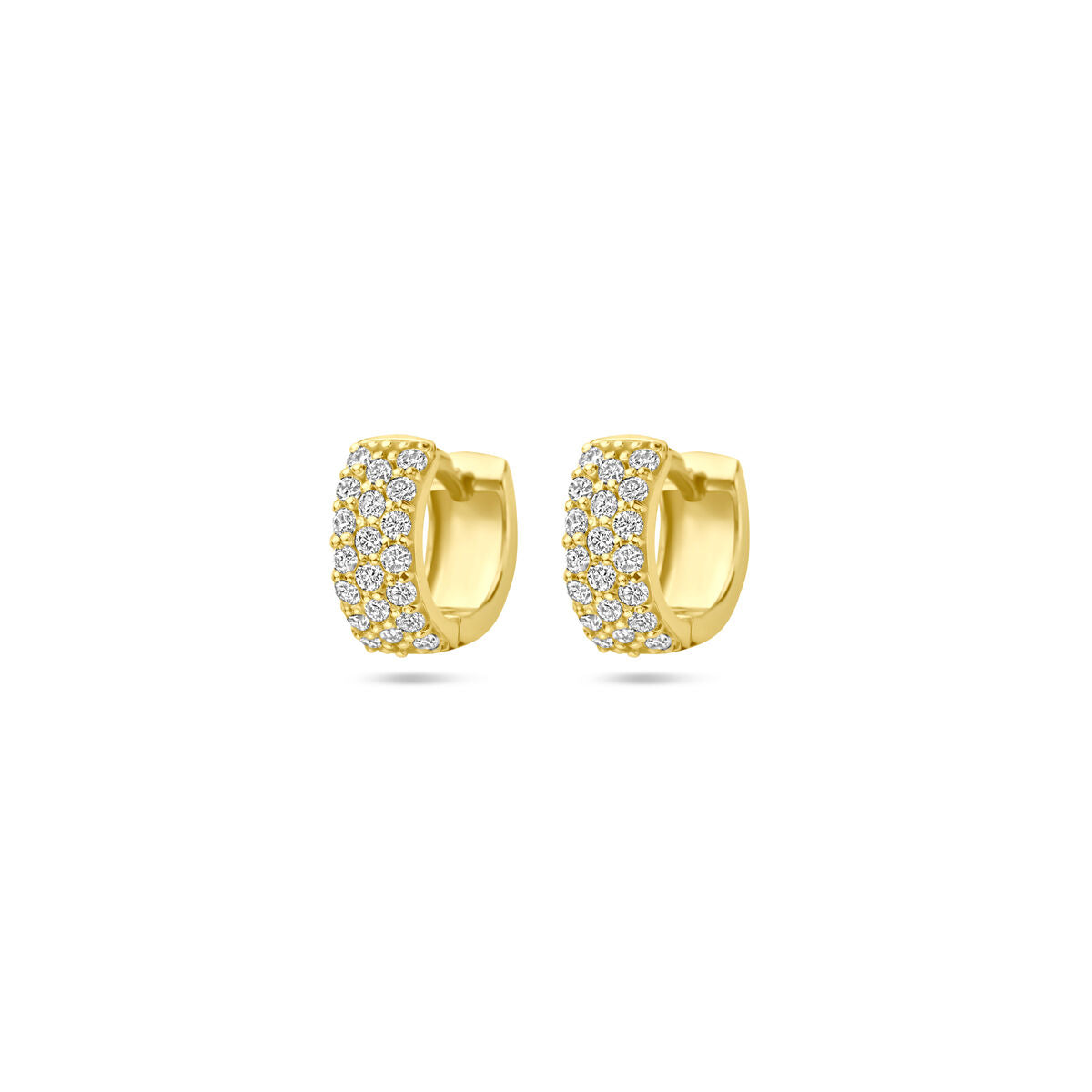 Klapp-Ohrringe aus 14K Gelbgold mit 0,40 ct Diamanten (2x 0,20 ct) und glänzender Oberfläche