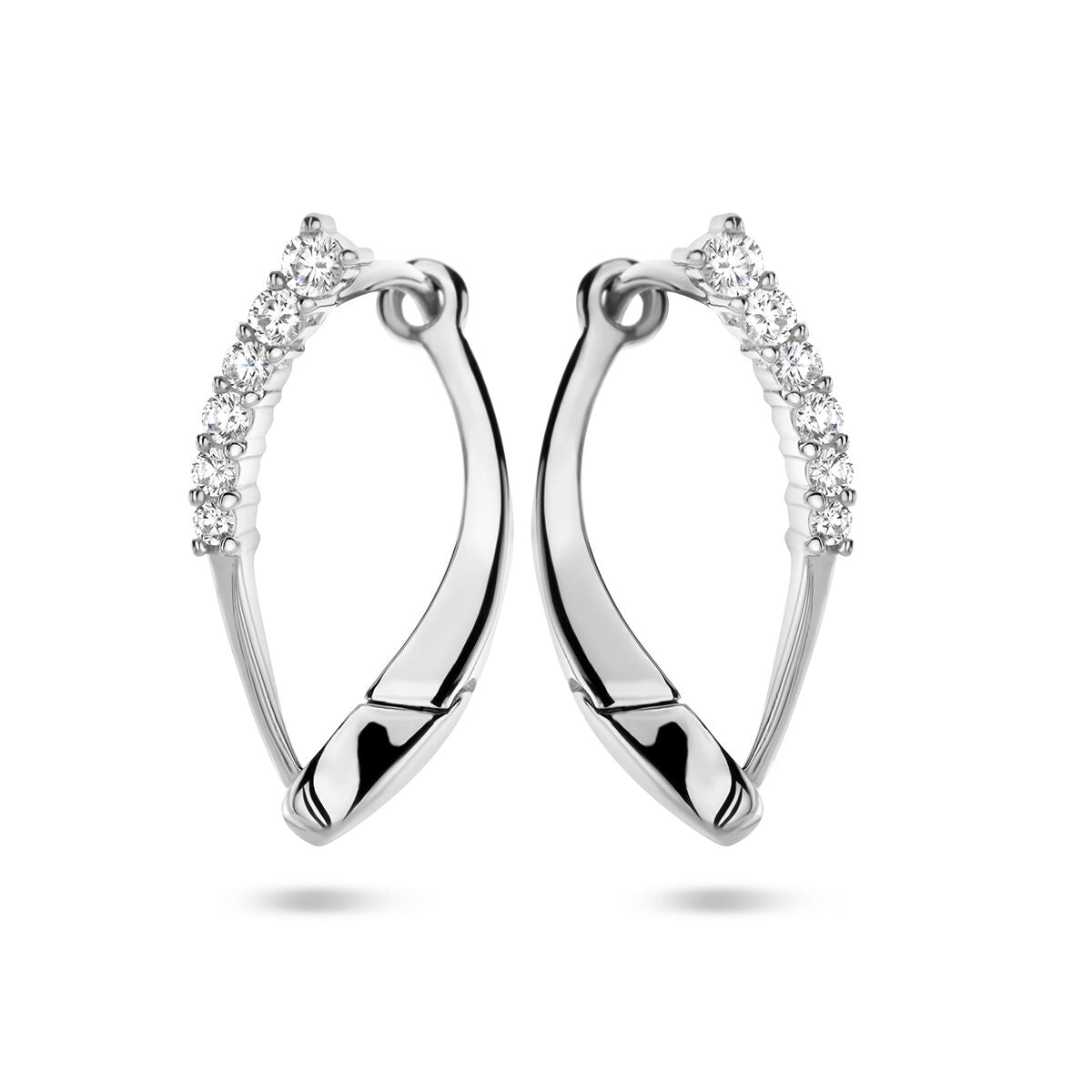 Klapp-Ohrringe aus Silber mit rhodiniertem Finish und Zirkonia-Steinen
