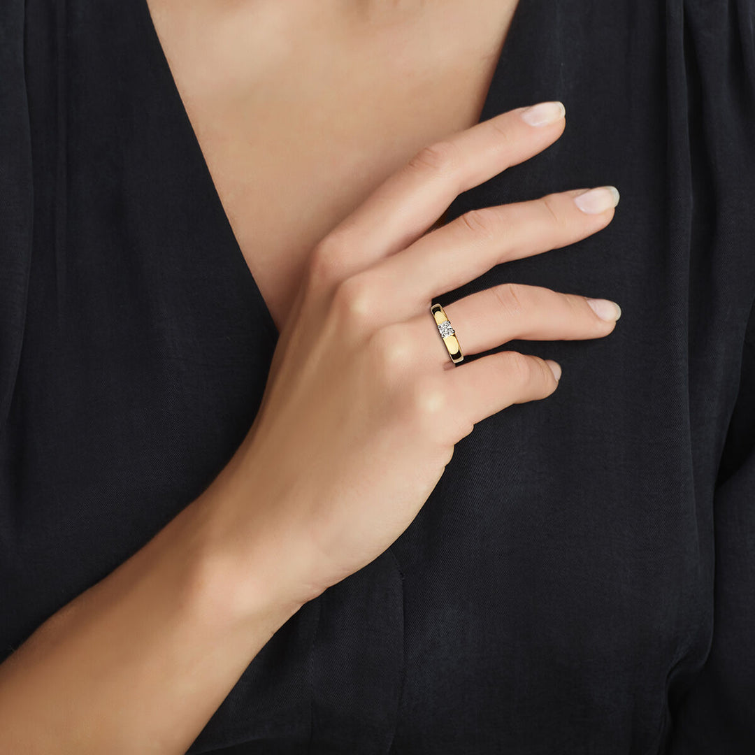 Ring Zirkonia 14K Bicolor Gold Gelb/Weiß