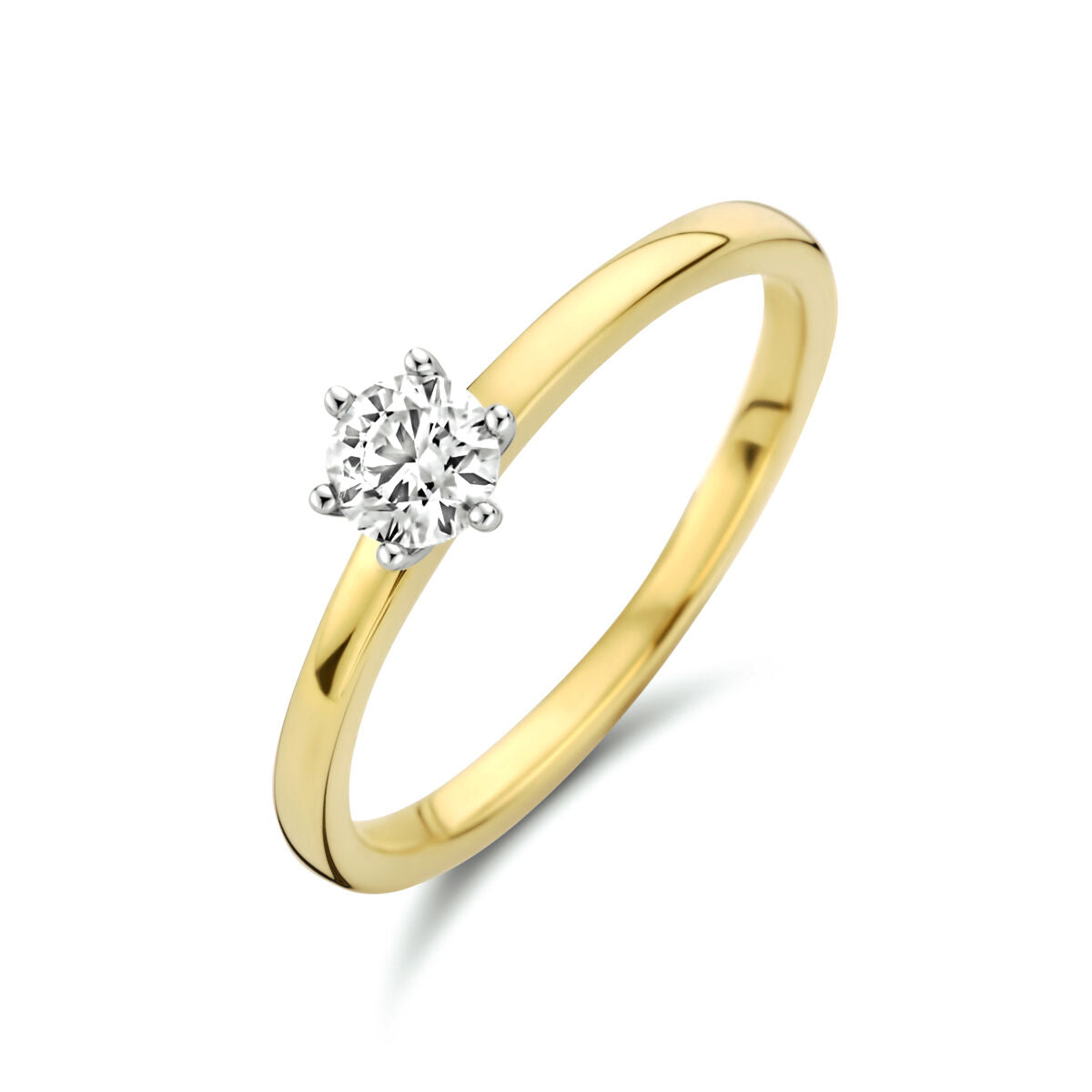 Ring aus 14K bicolor Gold mit einem 0,25 ct Diamanten in der Mitte