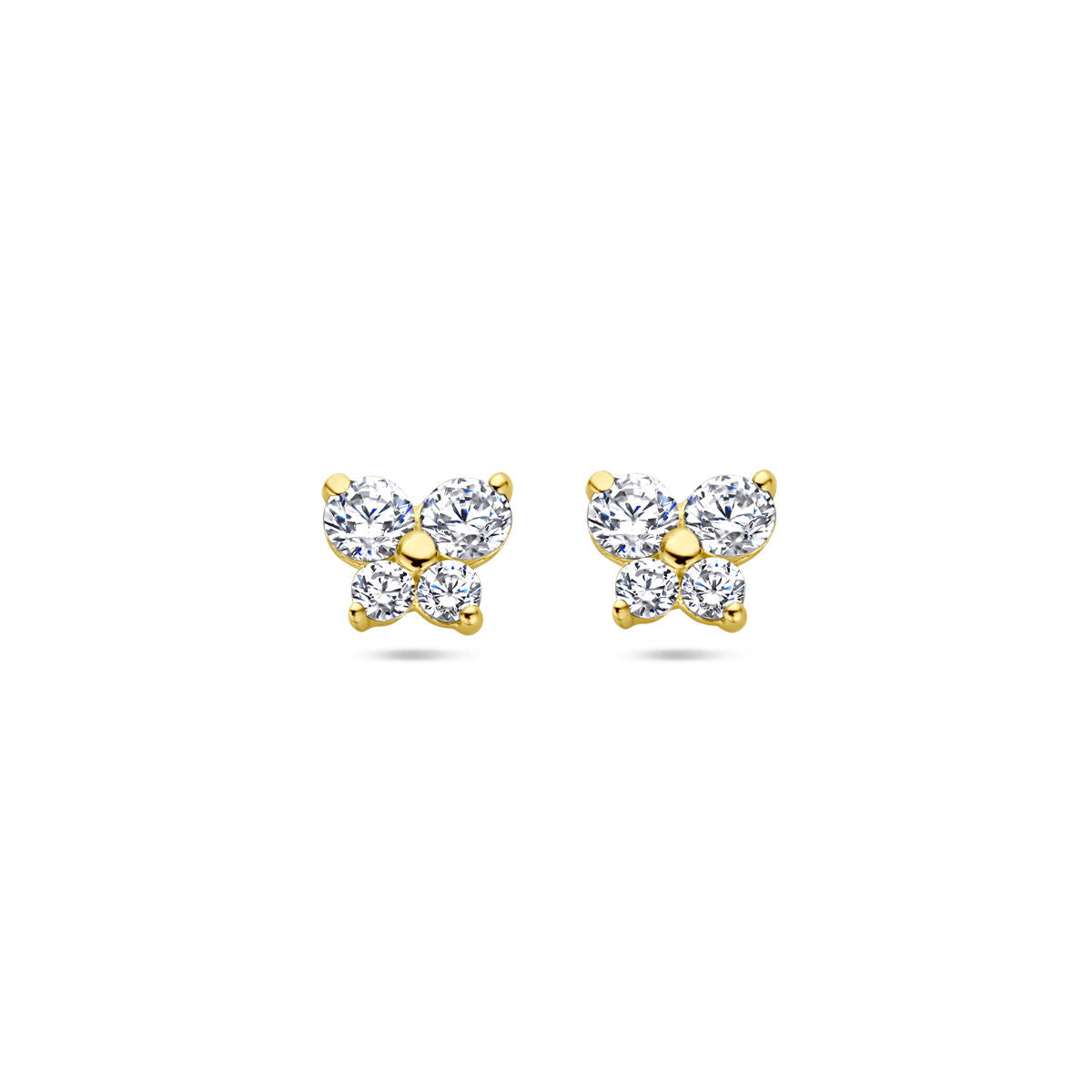 Ohrstecker in Form eines Schmetterlings aus 14K Gelbgold mit Zirkonia-Steinen