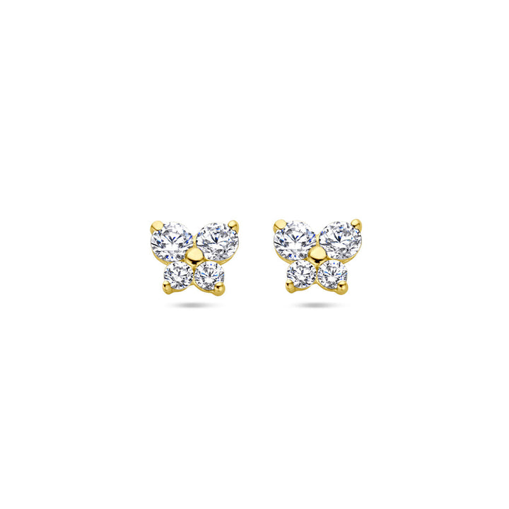 Ohrstecker Schmetterling Zirkonia 14K Gelbgold