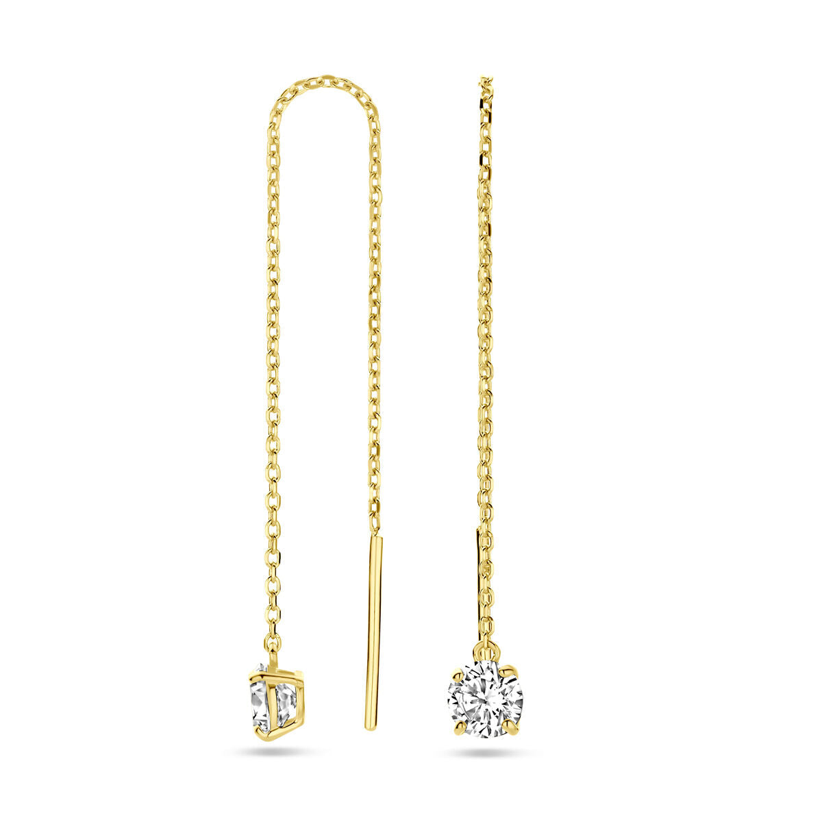 Durchsteckohrringe Zirkonia 14K Gelbgold