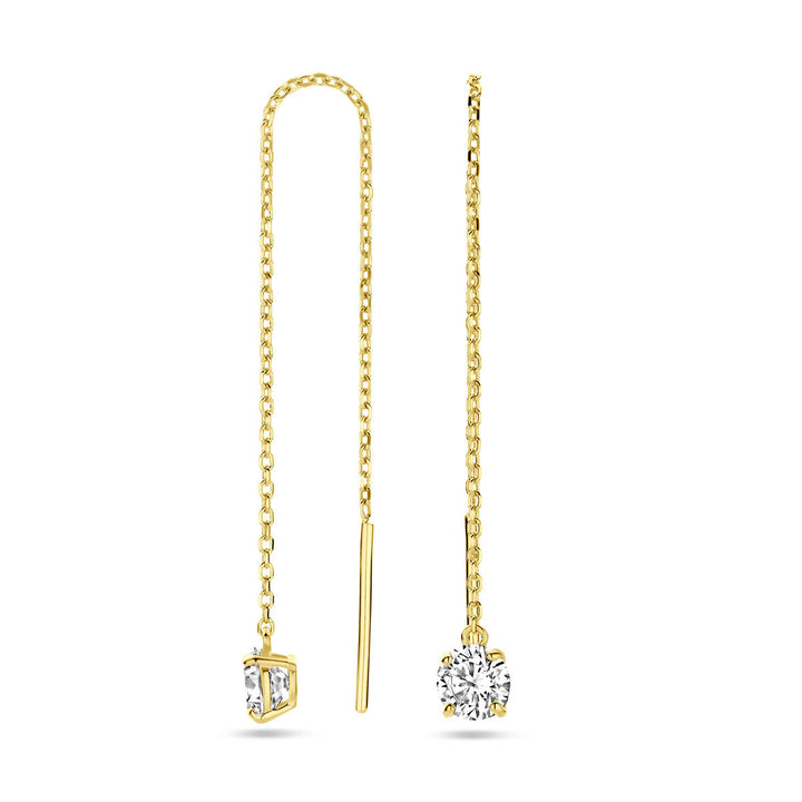 Durchsteckohrringe Zirkonia 14K Gelbgold