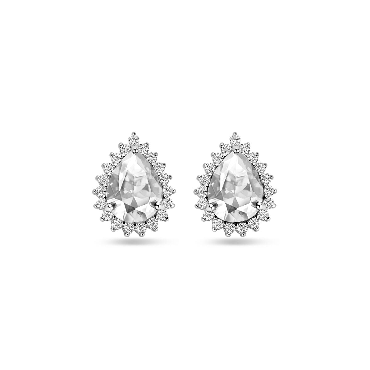 Ohrstecker mit zirkonia in Tropfenform, 11,5 mm, silber rhodiniert, mit funkelnden Details