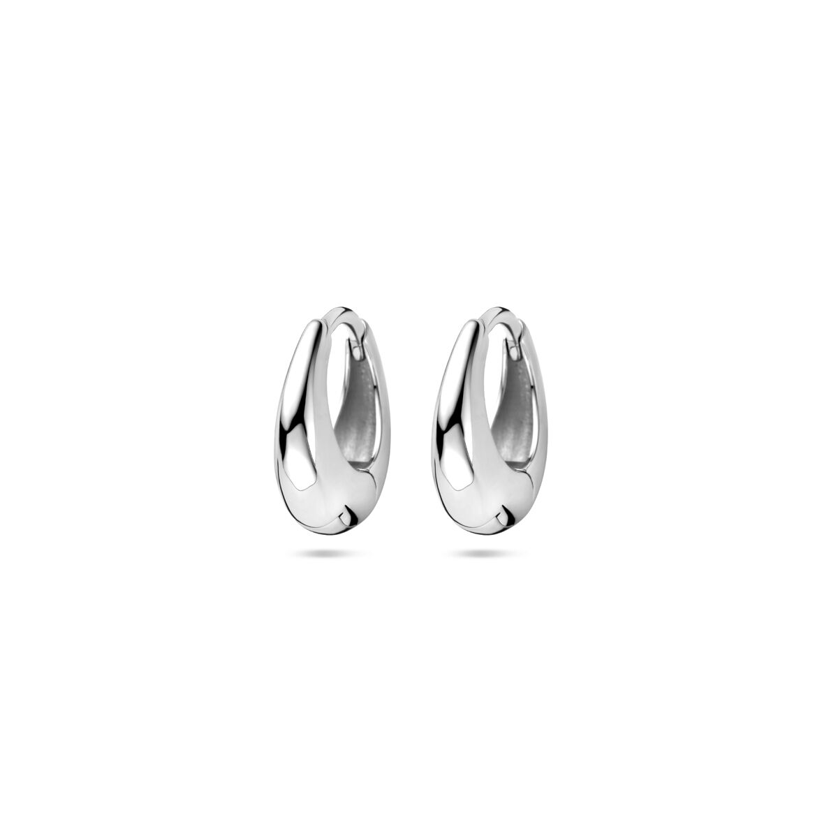 Klapp-Ohrringe aus rhodiniertem Silber mit einer Länge von 13,5 mm in geschwungener Form