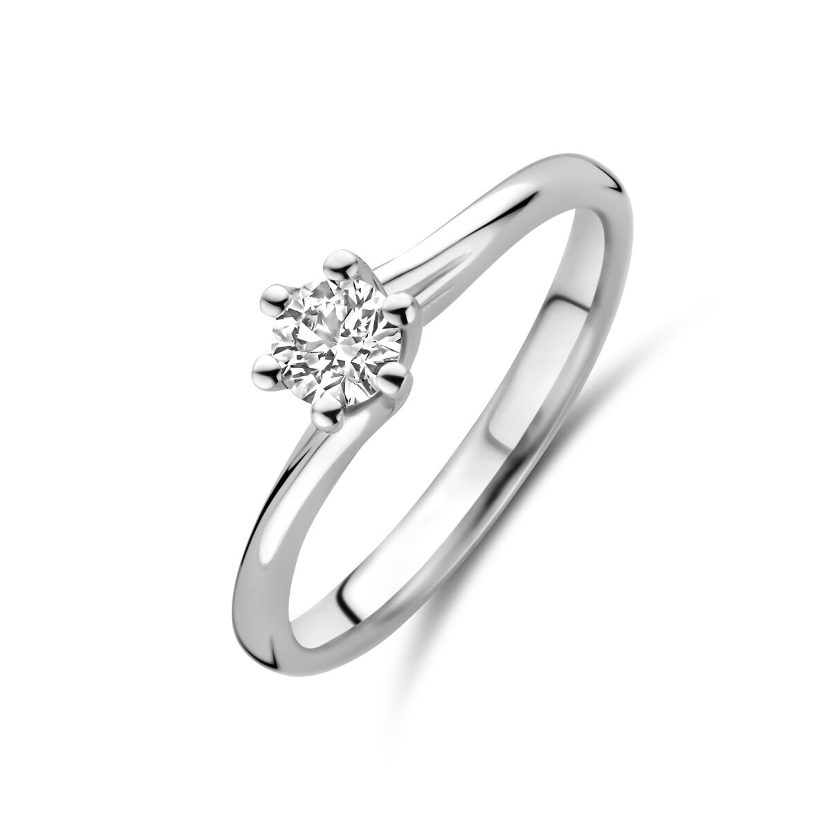 Ring aus 14K Weißgold mit lab-grown Diamant von 0,30 ct in klassischer Krappenfassung