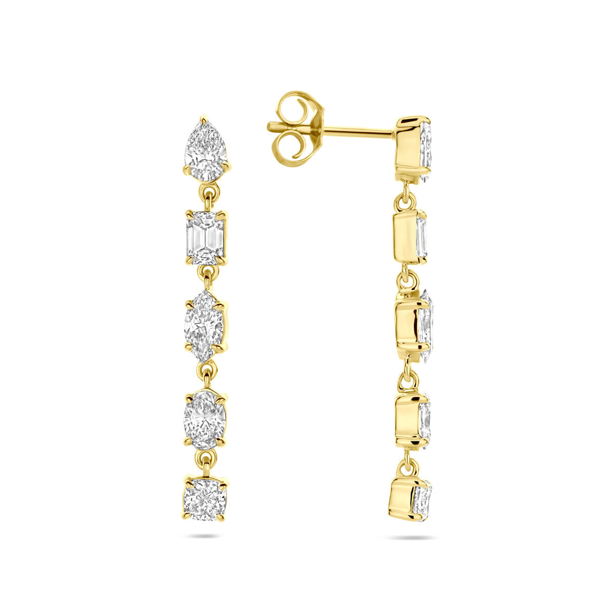 Ohrringe Lab Grown Diamant 2.00ct (2x 1.00ct) H SI 30 mm 14K Gelbgold