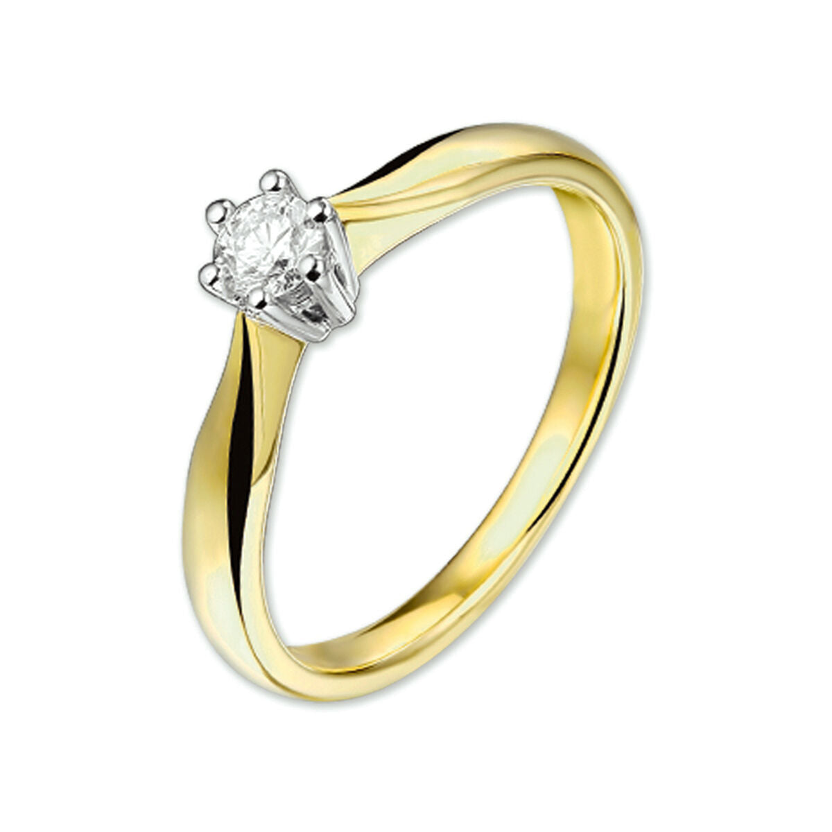 Ring aus 14K bicolor Gold mit gelbem und weißem Gold und einem 0,20 ct Diamanten