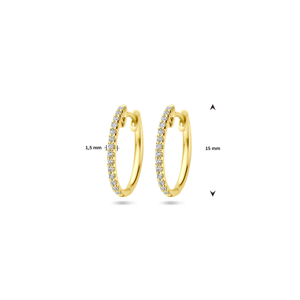 Klappcreolen Diamant H SI 1,5 mm Rohr 14K Gelbgold