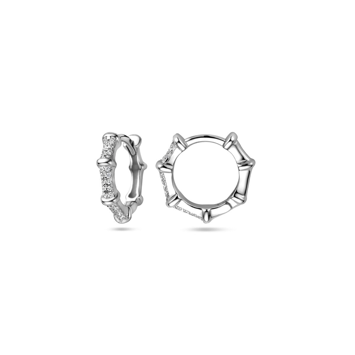 Klappohrringe Zirkonia 13 mm rhodiniertes Silber
