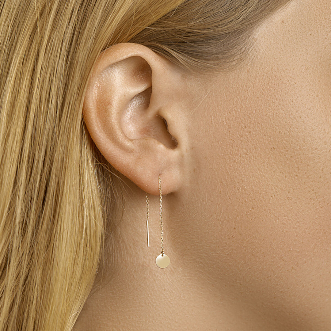 Durchsteckohrringe, rund, 14K Gelbgold