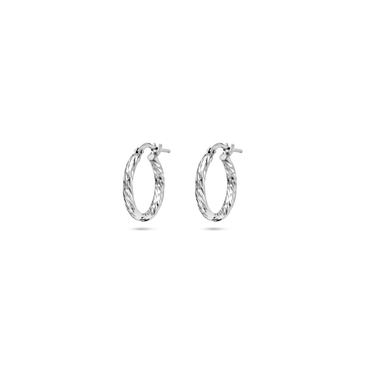 Gediamantierte Klapp-Ohrringe aus rhodiniertem Silber mit einer Breite von 2,0 mm