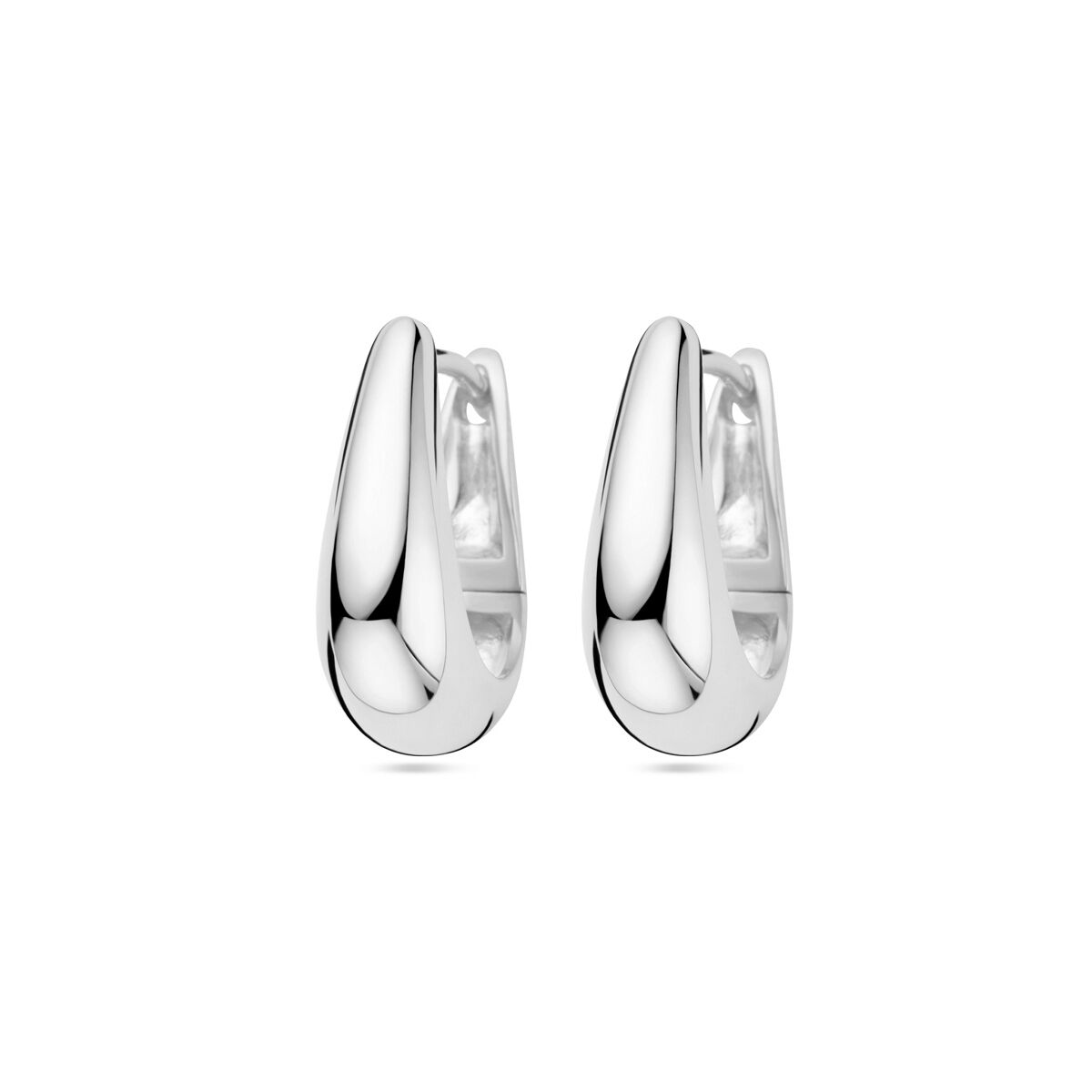 Klapp-Ohrringe aus rhodiniertem Silber in Tropfenform mit glänzender Oberfläche
