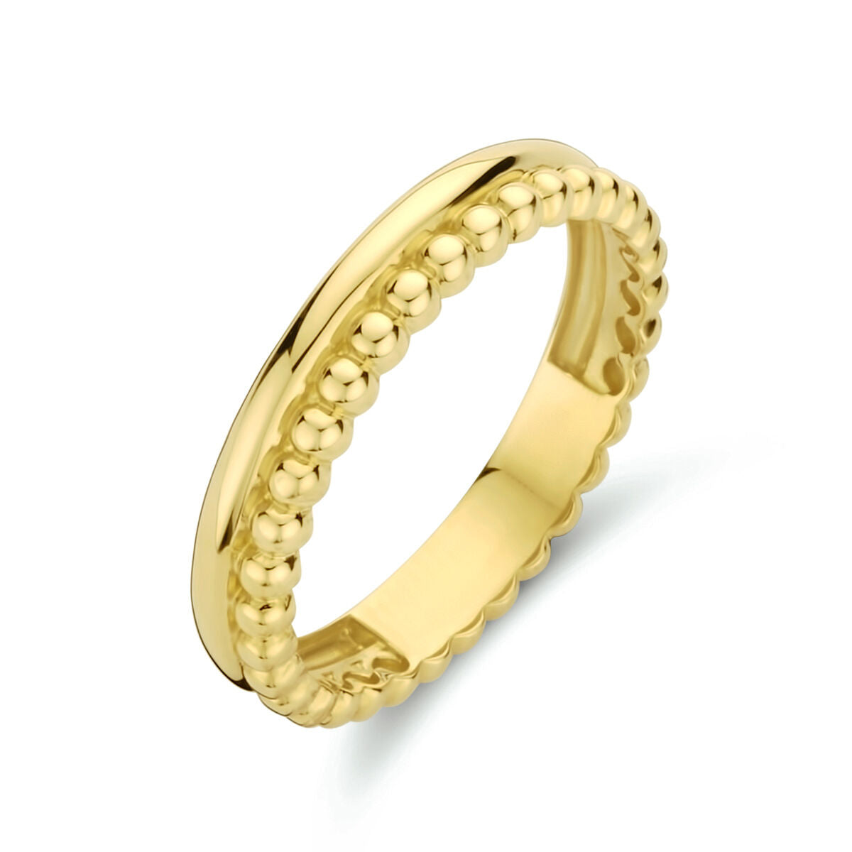 Ring aus 14K Gelbgold mit kleinen Kugeln entlang der Oberfläche