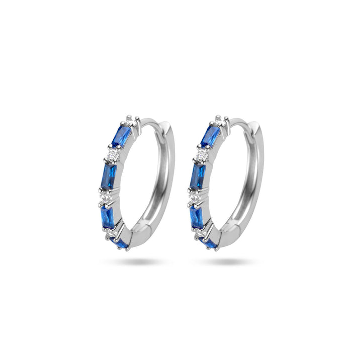 Ohrhänger mit blauem Zirkonia, Silber rhodiniert