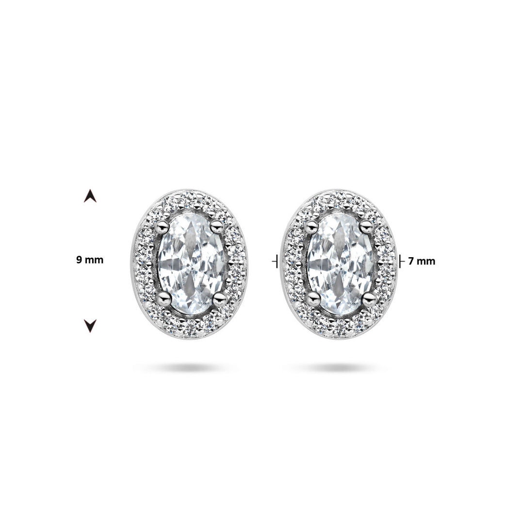 Ohrstecker Zirkonia Halo Silber rhodiniert