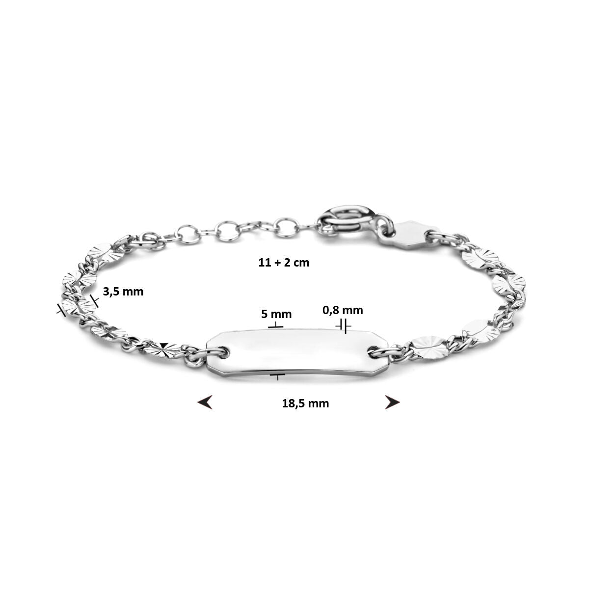 Gravurarmbandplatte 5,0 mm 11 + 2 cm Silber rhodiniert