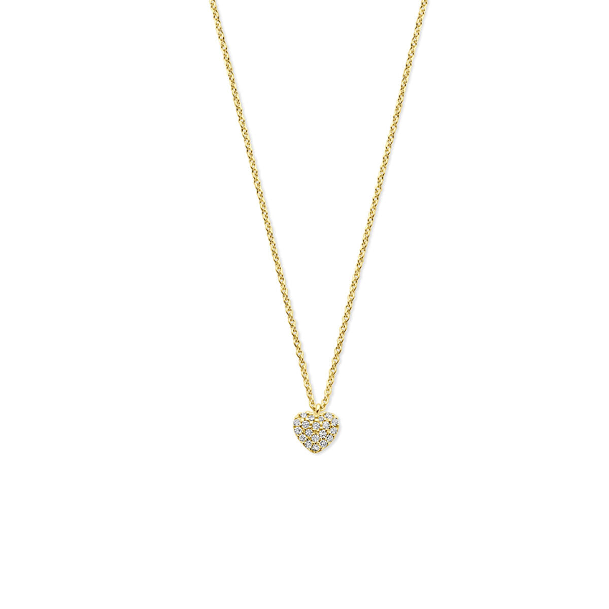 Collier mit herzförmigem Anhänger aus 14K Gelbgold und 0,09 ct Diamanten