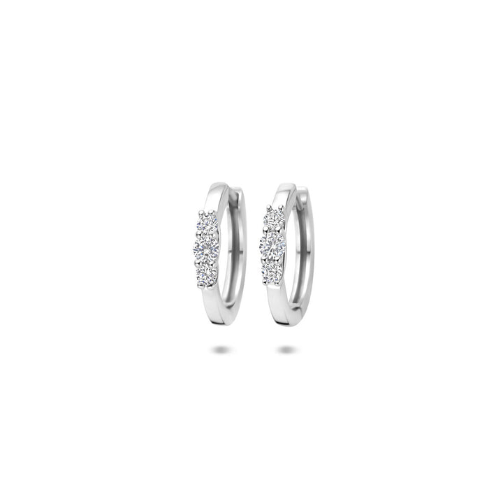 Zilveren klapoorringen met zirkonia – gerhodineerd 925 zilver