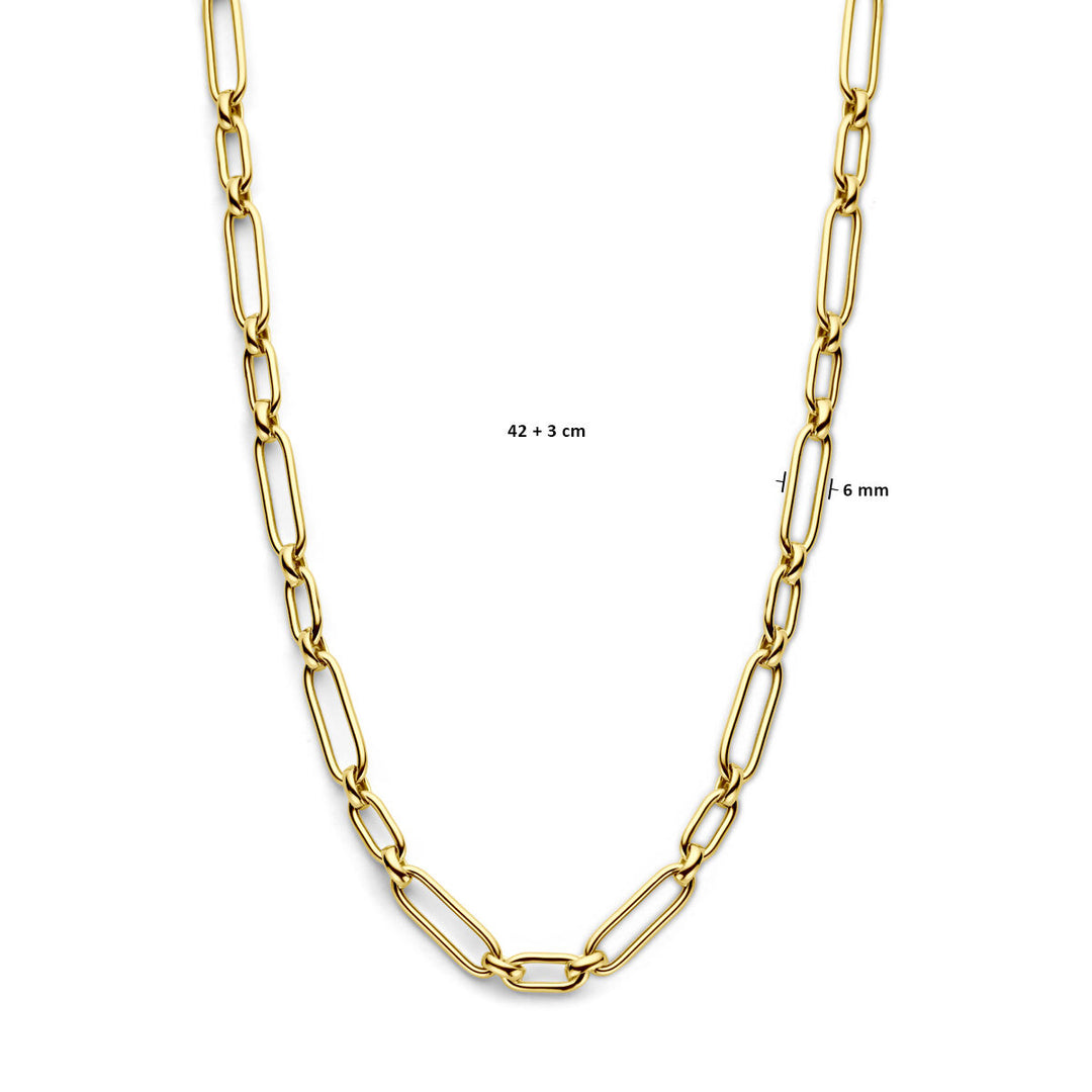 Halskette 6,0 mm 42 + 3 cm 3 Mikron Silber vergoldet (gelb)