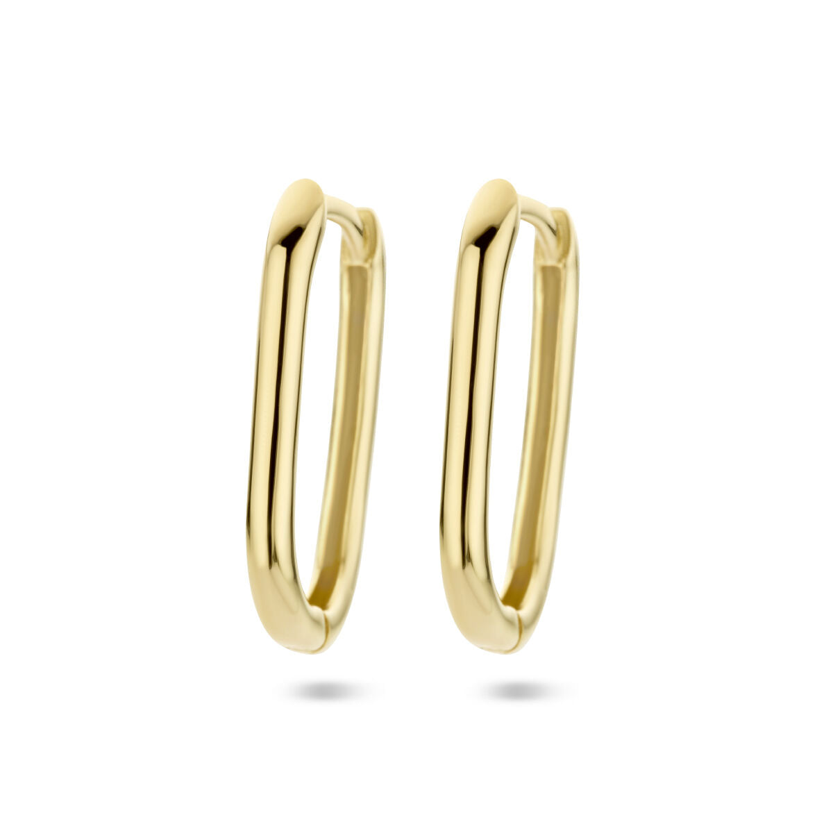 Klapp-Ohrringe aus 14K Gelbgold in Paperclip-Form mit glatter Oberfläche