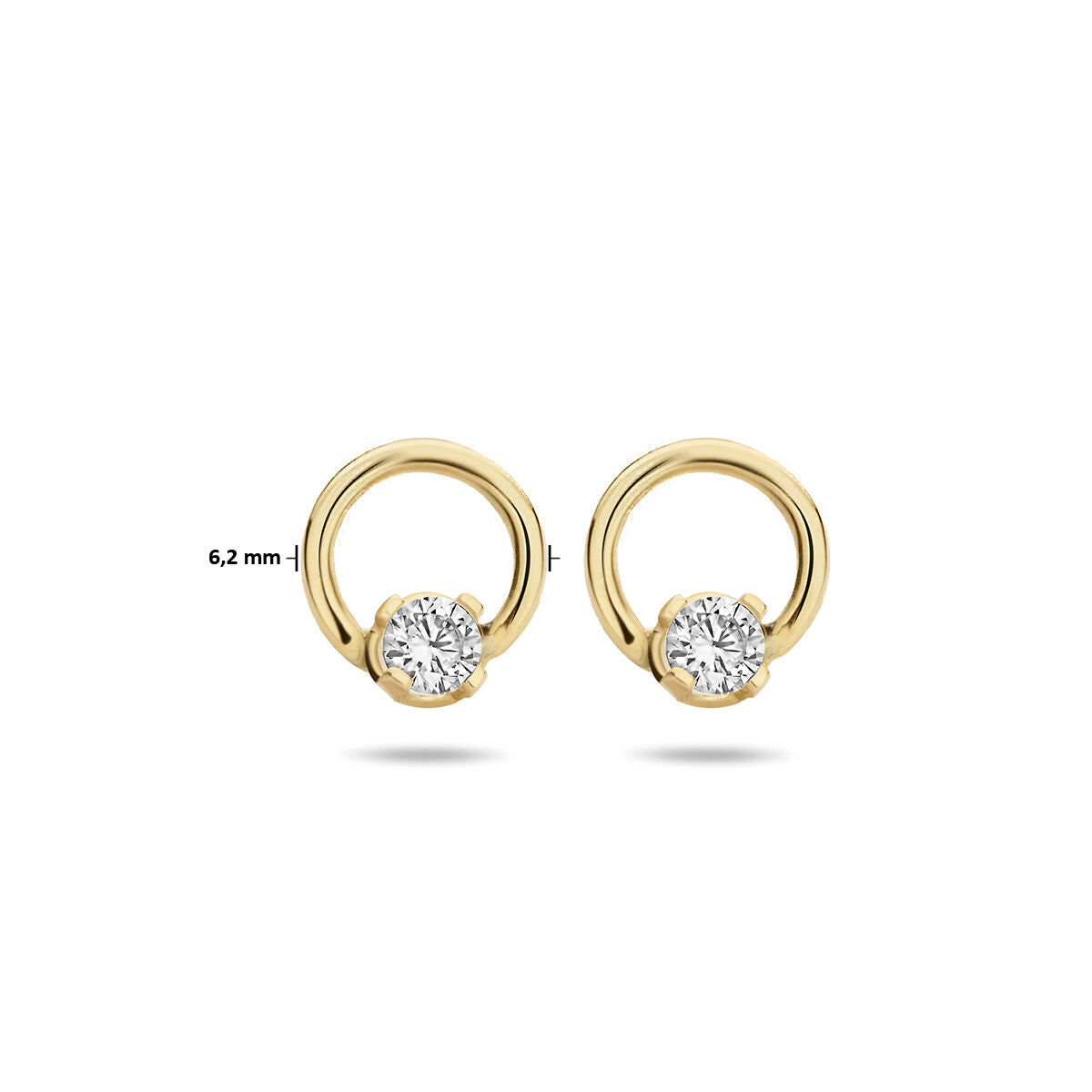 Ohrstecker runder Zirkonia 14K Gelbgold