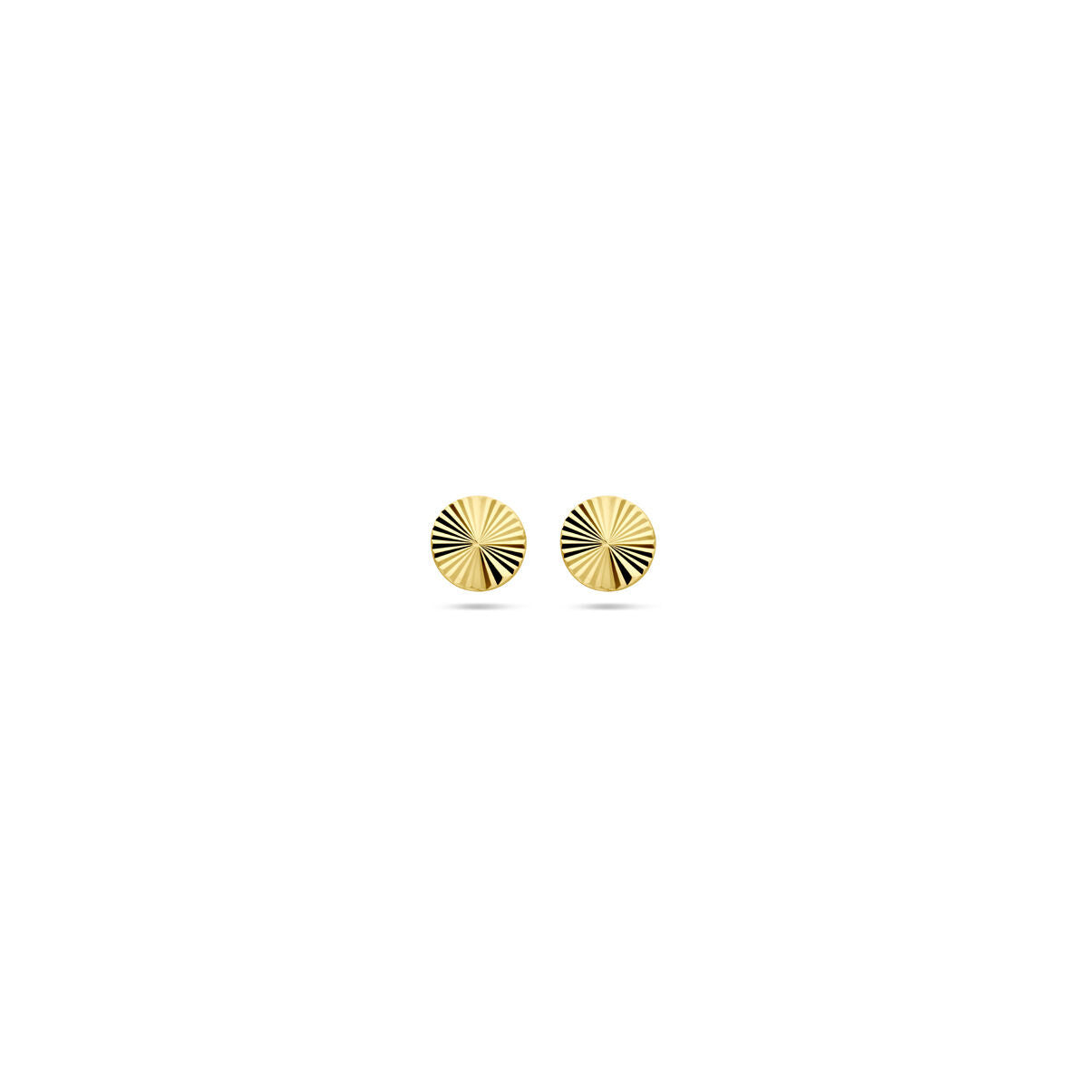 Ohrringe aus 14K Gelbgold mit runden, strukturierten Platten und funkelnden Diamanten