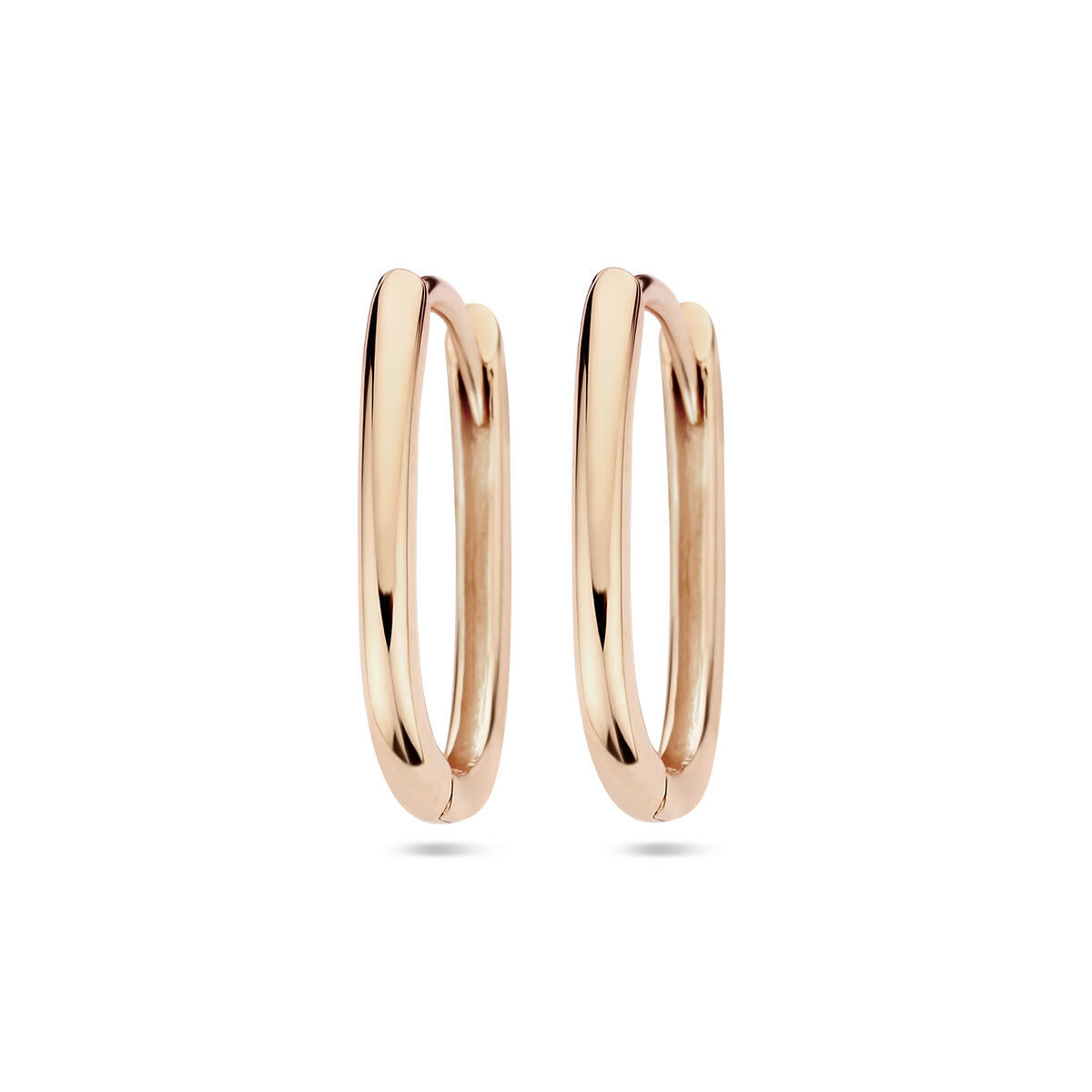 Klapp-Ohrringe aus 14K Roségold in Paperclip-Form mit glänzender Oberfläche