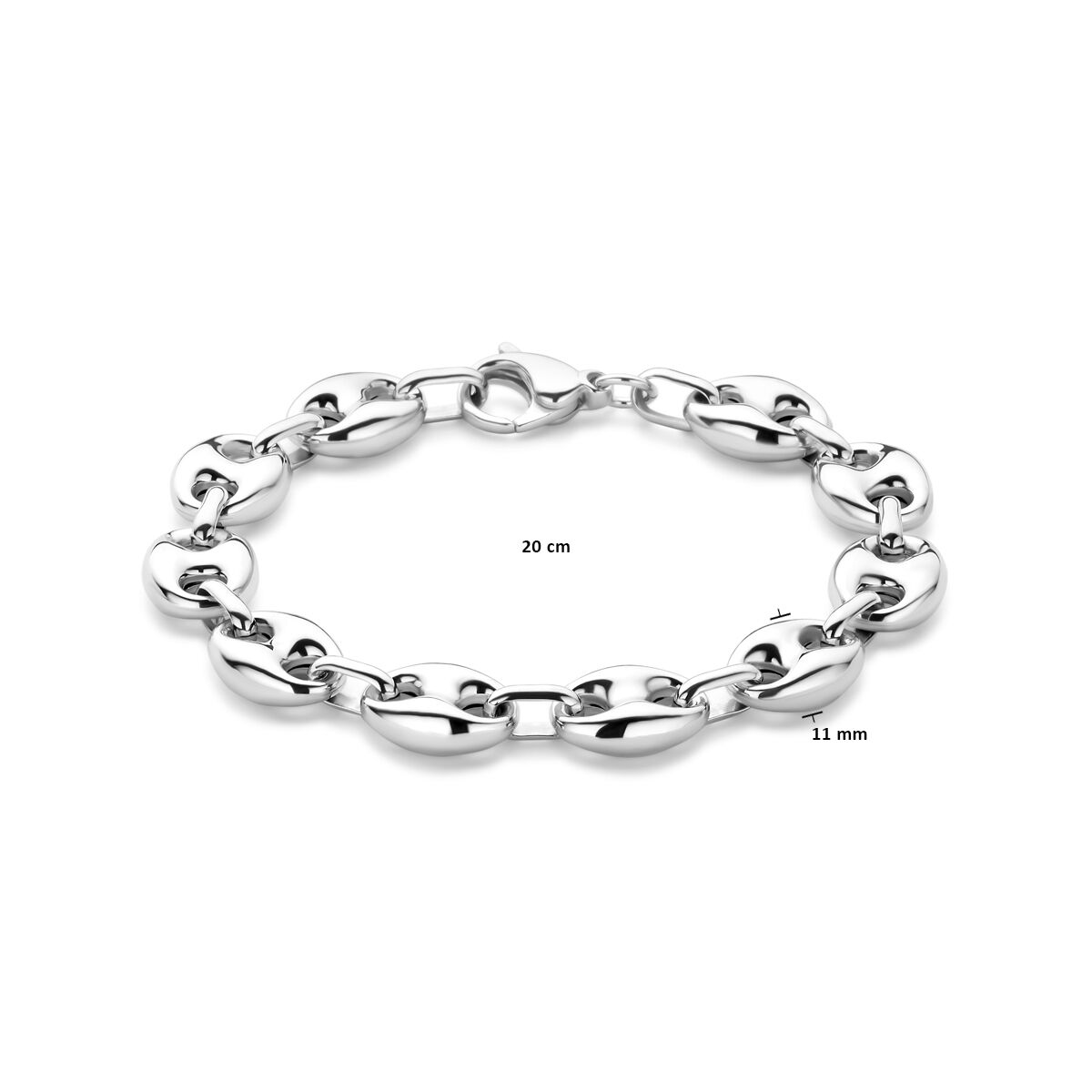 Armband Kaffeebohne 11 mm 20 cm Silber rhodiniert