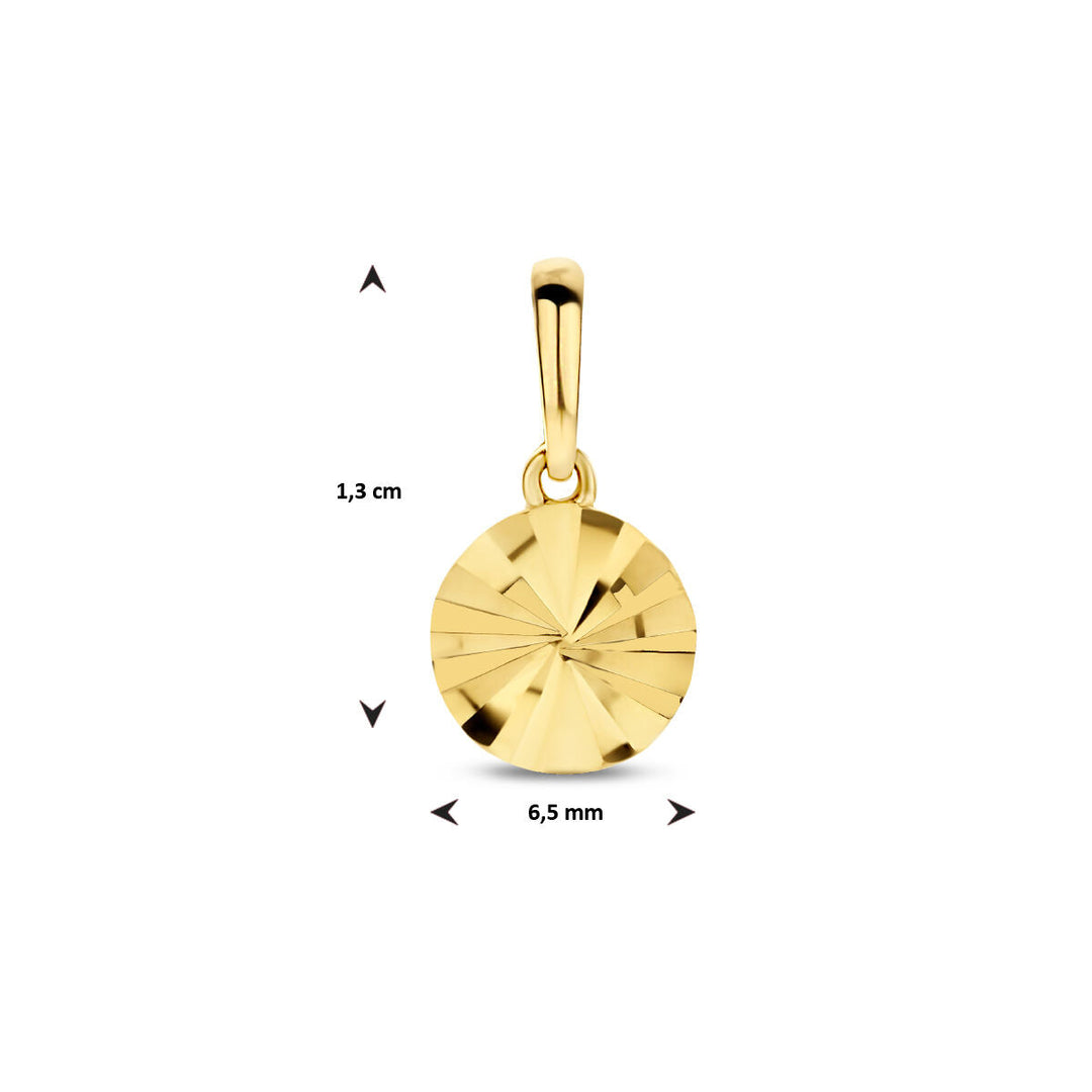 Anhänger rund, diamantiert, 14K Gelbgold