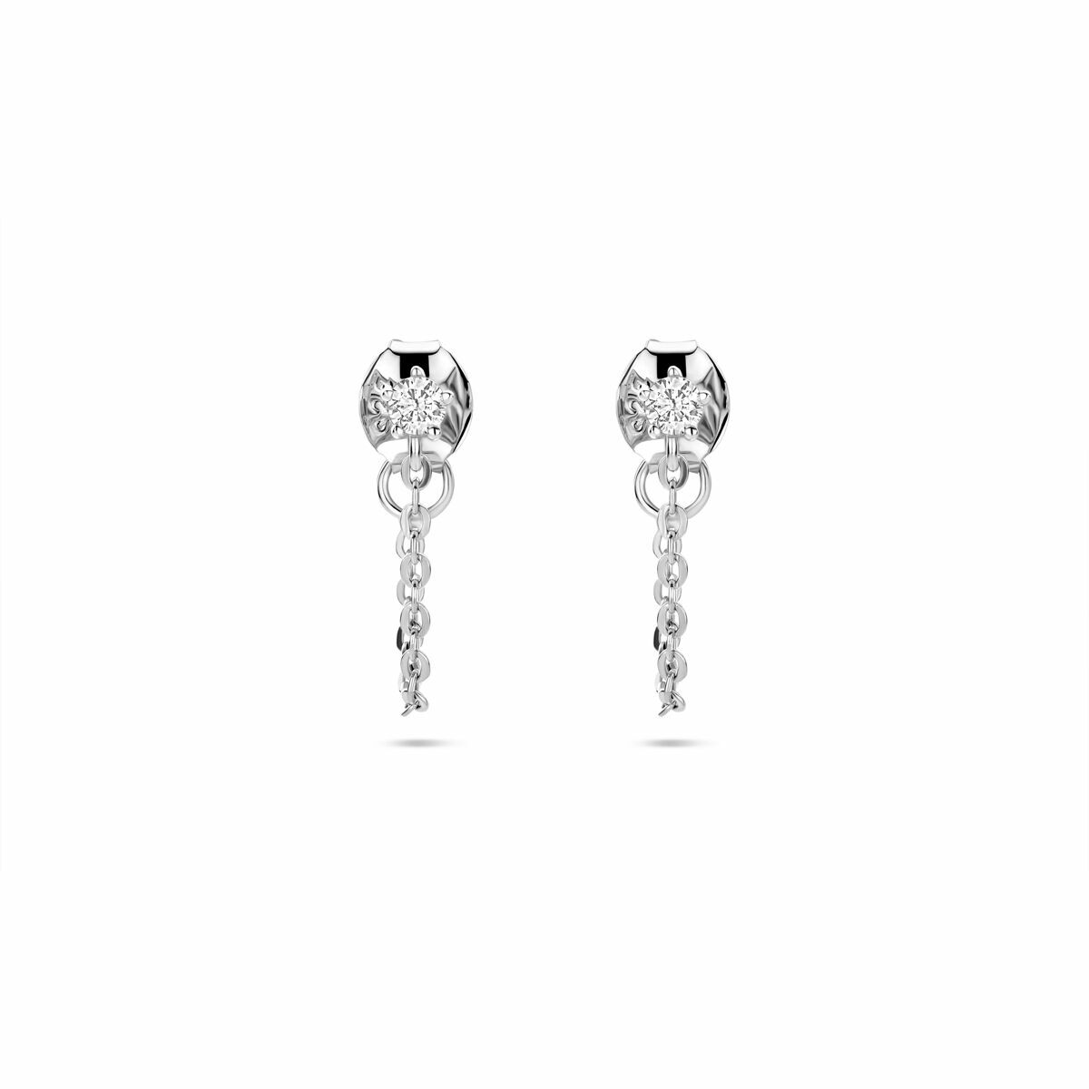 Silberne Ohrringe aus rhodiniertem 925 Silber mit Zirkonia und hängendem Design