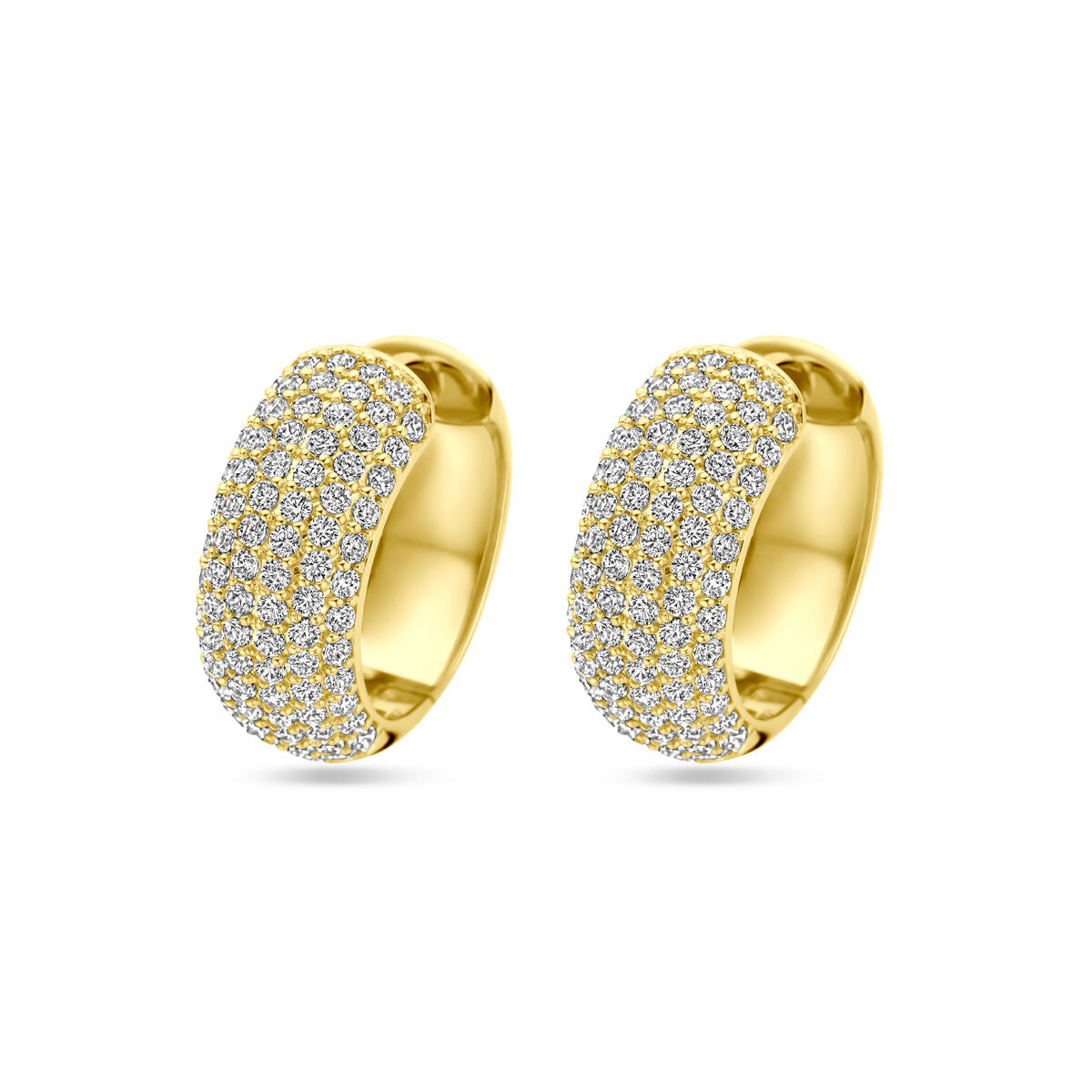 Klapp-Ohrringe aus vergoldetem Silber mit Zirkonia, 20,5 mm, in glänzender gelber Farbe