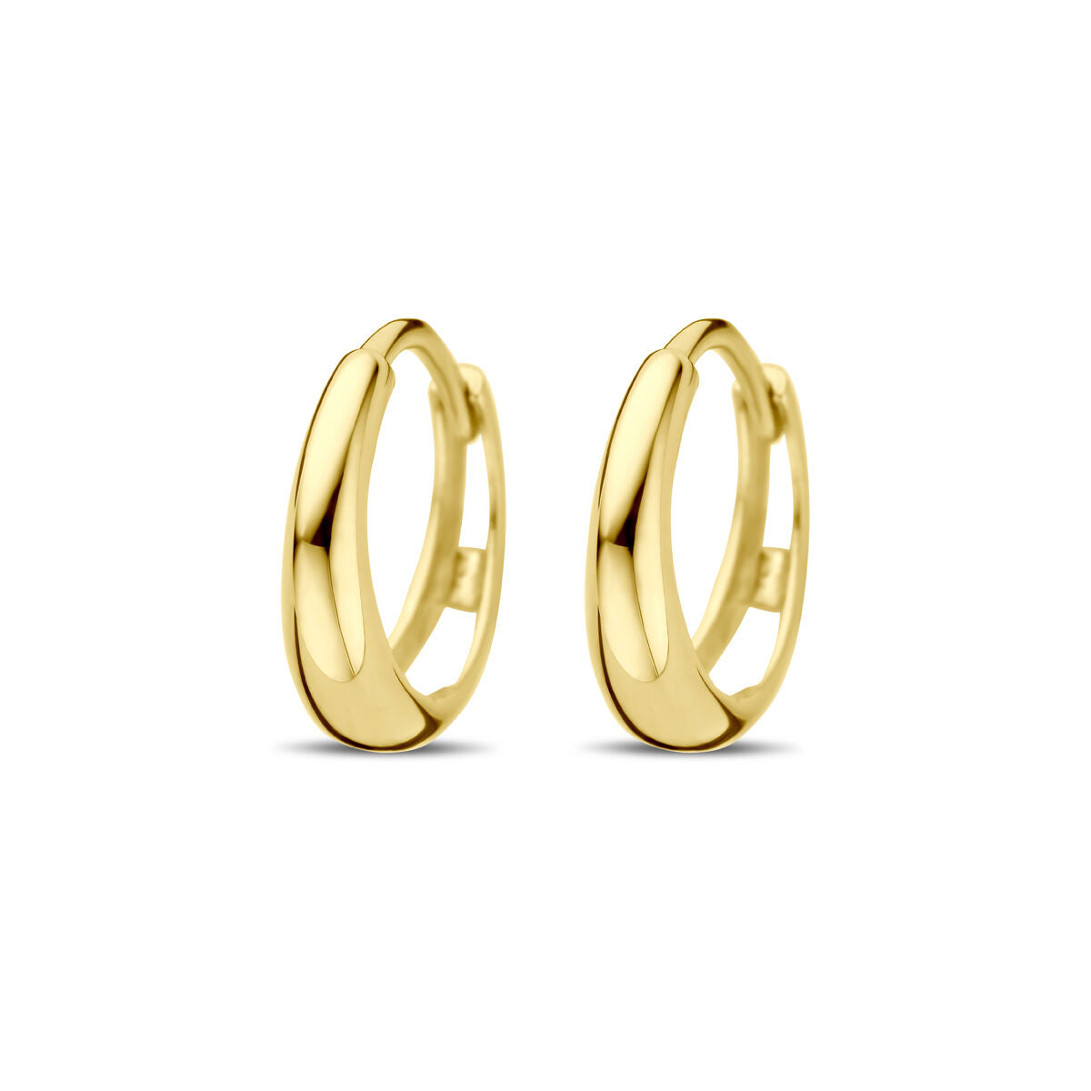 Klapp-Ohrringe aus 14K Gelbgold mit einer Breite von 12,5 mm und glatter Oberfläche