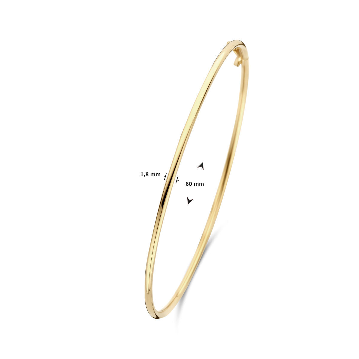 Armreif, runder Rohrverschluss 1,8 mm 60 x 55 mm 14K Gelbgold