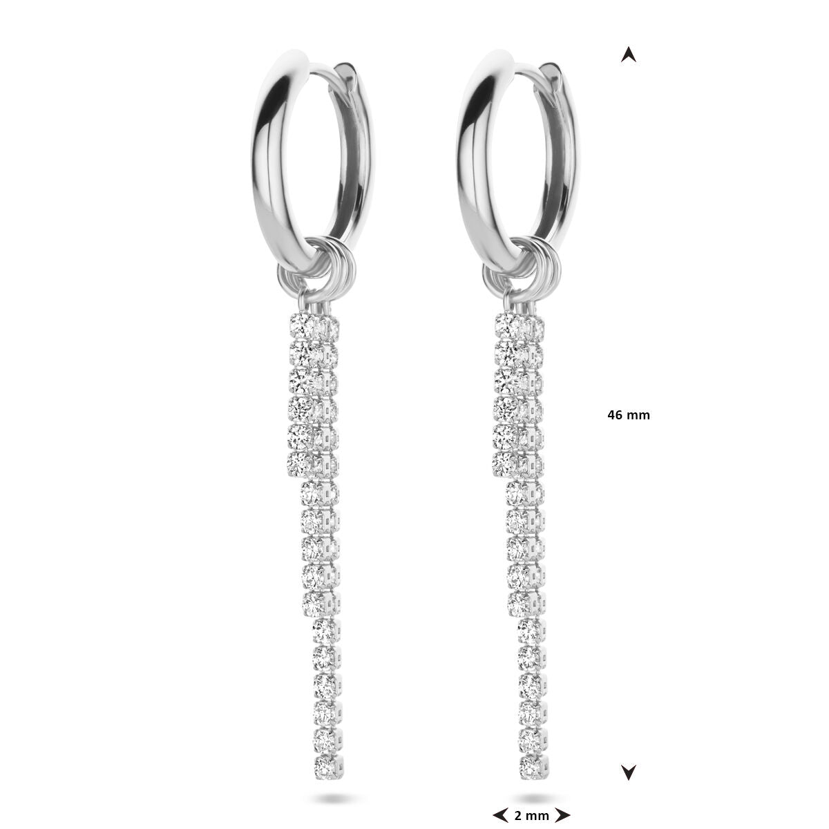 Creolen Zirkonia 46 mm Silber rhodiniert