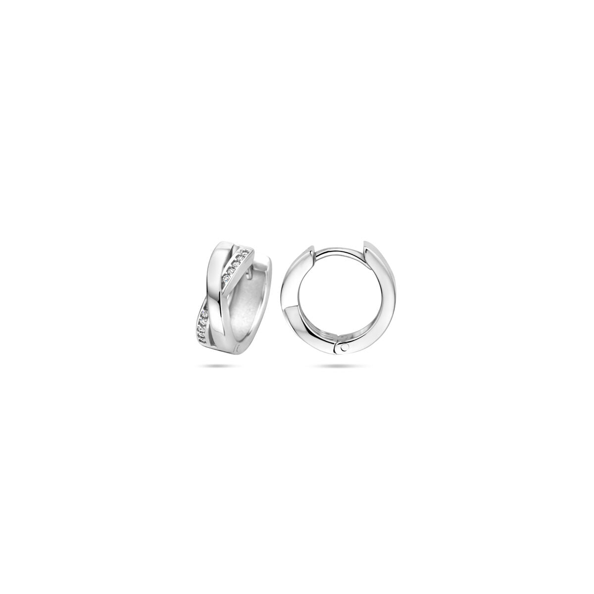 Klappcreolen Zirkonia 13 mm Silber rhodiniert
