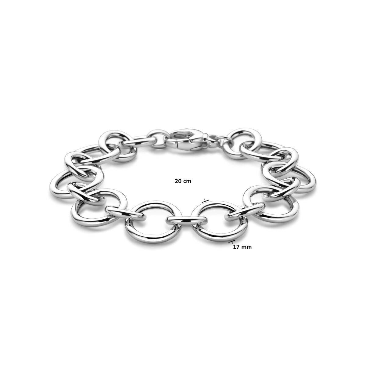 Armband 17 mm 20 cm rhodiniertes Silber
