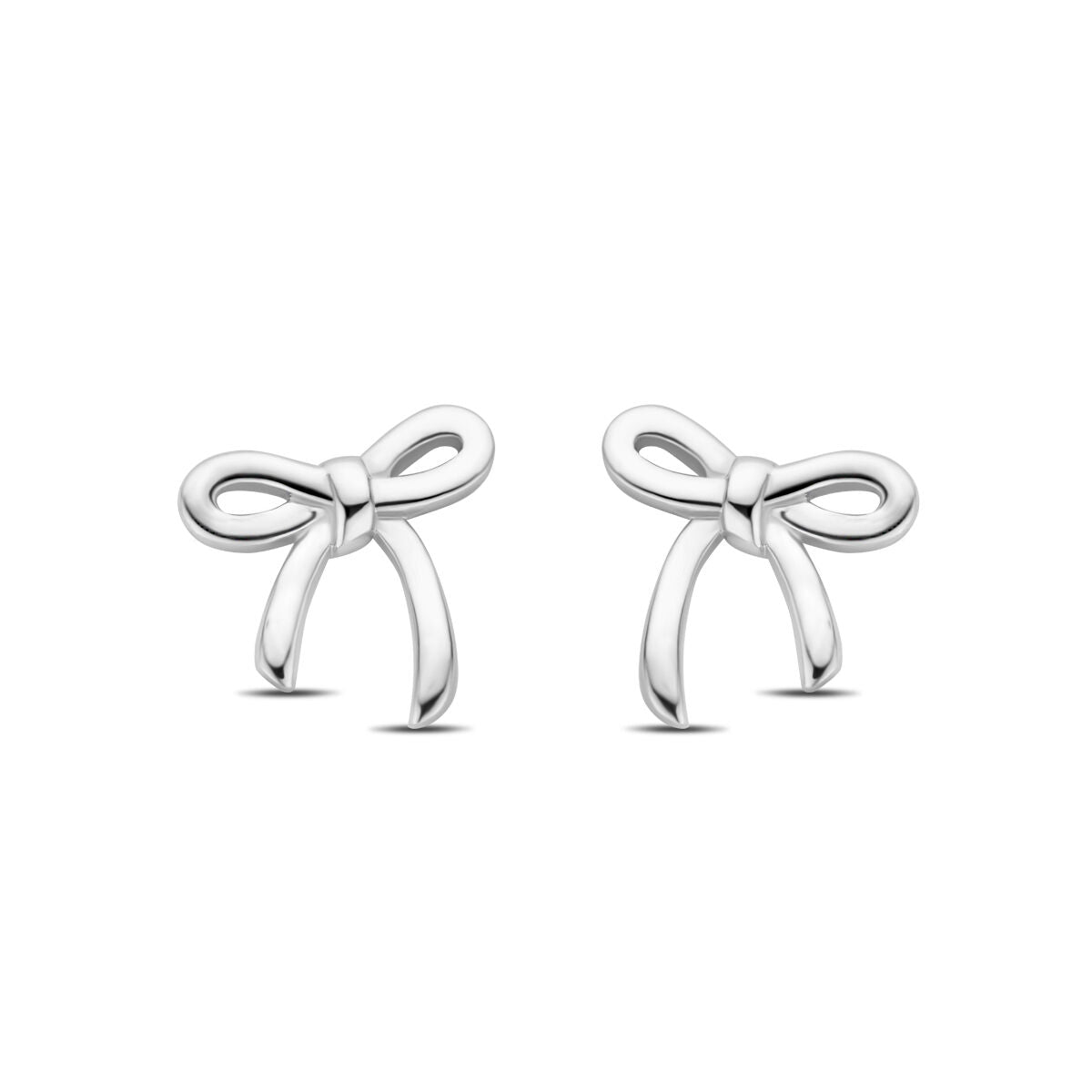 Ohrstecker in Form einer Schleife, 10 mm, aus rhodiniertem Silber