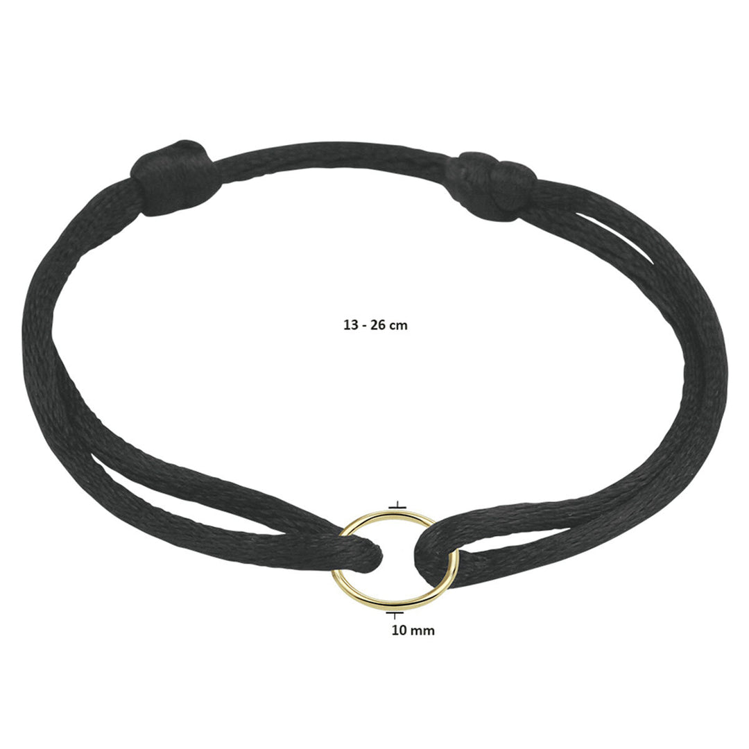 Armband satiniert rund 14K Gold mit Kautschuk/Nylon/Leder