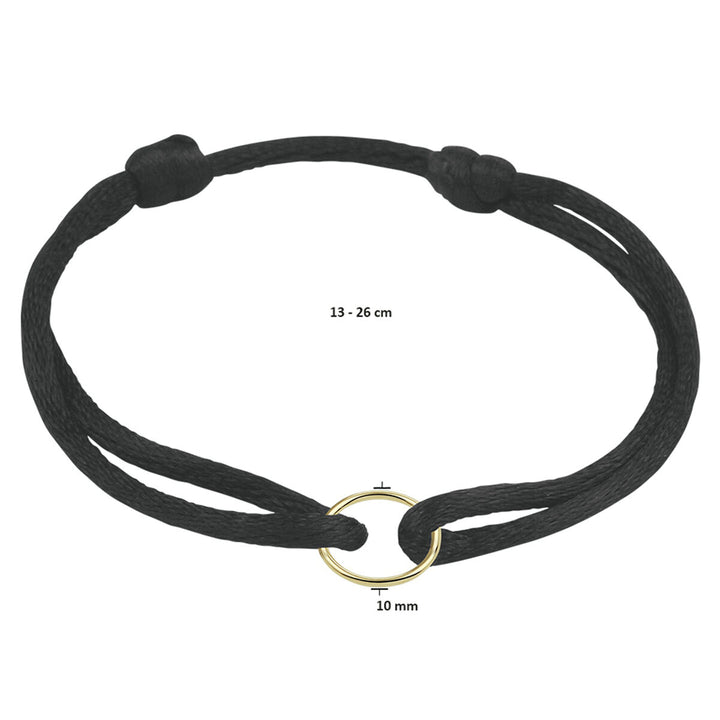 Armband satiniert rund 14K Gold mit Kautschuk/Nylon/Leder