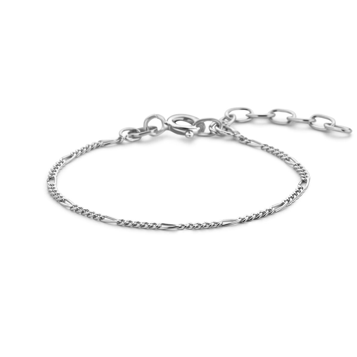 Armband aus rhodiniertem Silber mit Figaro-Gliedern und Verlängerungskette