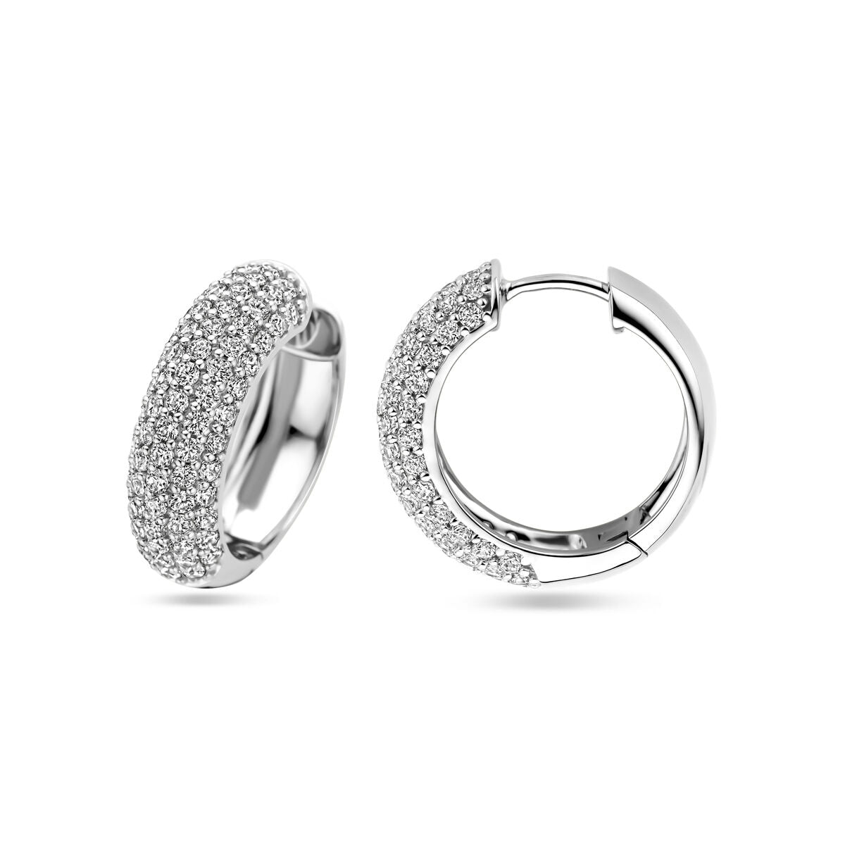 Klappcreolen Zirkonia 21 mm Silber rhodiniert