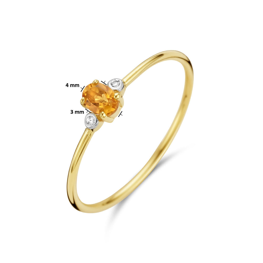 Ring Trilogie Citrin und Diamant 0,006 ct h p1 14 K Gelbgold