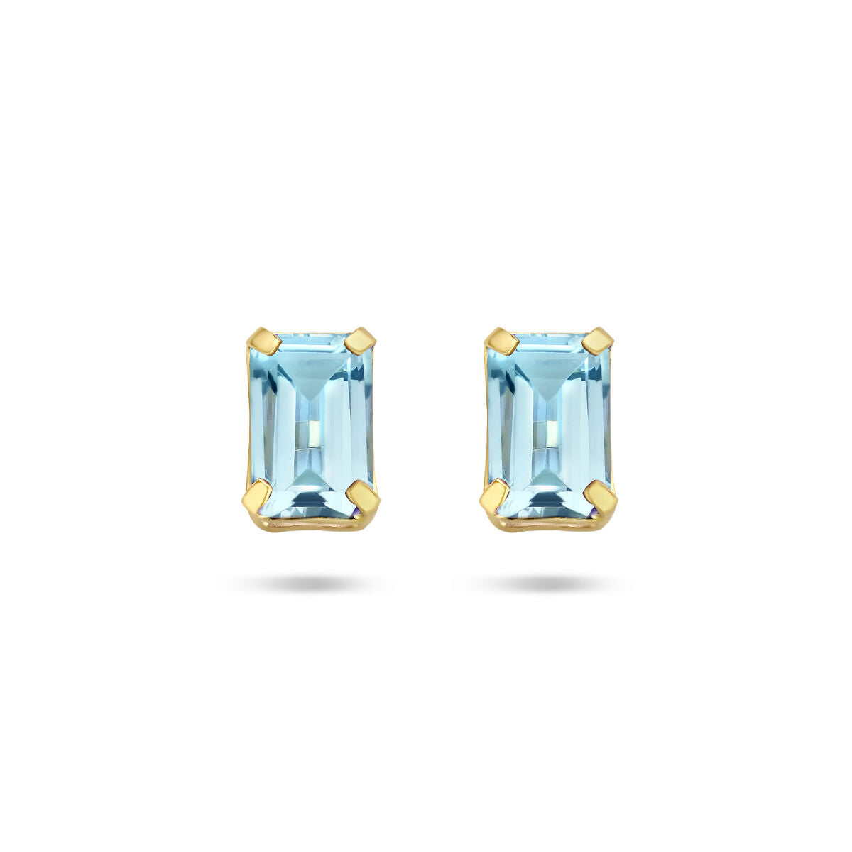 Ohrstecker mit blauen Topasen in rechteckiger Form und 14K Gelbgoldfassung